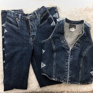 Denim western matching Set